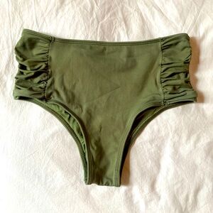 Olive Green High-Waisted Bikini Bottoms